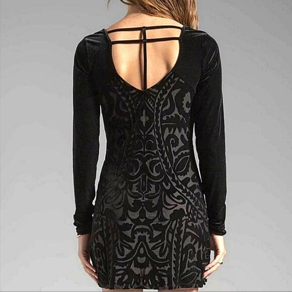 Free People Boogie Nights Gothic Brocade Damask Jacquard Stretchy Dress - Picture 6 of 7